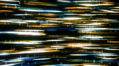 Siyah arkaplanda renkli ve parlak çizgiler olan bir arka plan. Animasyon. Uzay, havada donmuş parlak yansımalardan oluşan bir kütle etrafında döner. Siyah arkaplanda renkli ve parlak çizgiler