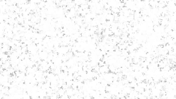 Partículas de polvo gris abstracto moviéndose caóticamente sobre fondo blanco con un efecto stop motion. Animación. Ligeros objetos diminutos grises parpadeantes, lazo sin costuras. — Vídeo de stock