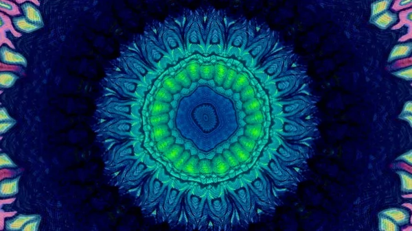 Grunge kaleidoscope mandala in hypnotic rotation. Motion. Beautiful bright fractal ornament, seamless loop. — Stock Photo, Image