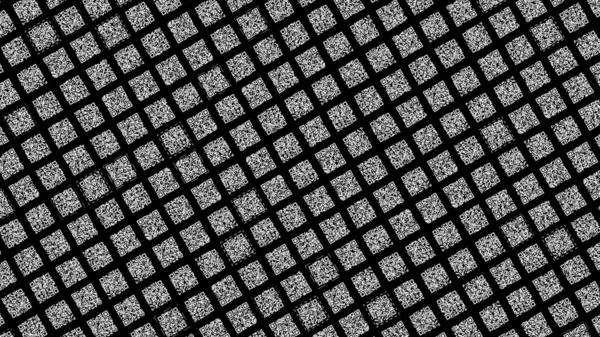 要旨黒の背景でゆっくりと動く正方形の黒と白のQRコードの斜線。アニメーション。デジタル情報の概念、モノクロ. — ストック写真