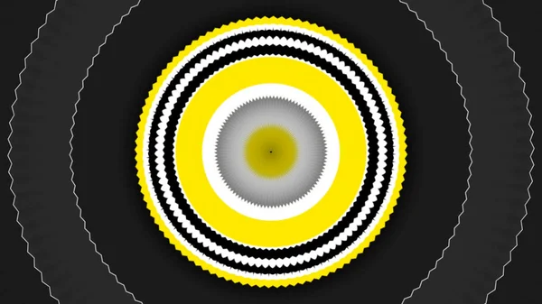 Zufällig pulsierende graue und gelbe Ringe. Medien. Visualisierung eines Musik-Equalizers mit schlagenden Schallwellen. — Stockfoto