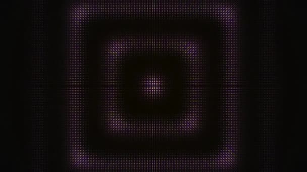 Abstraktní hypnotická optická iluze transformujících se čtverců, hladká smyčka. Animace. Barevné čtverce malých světlých částic se postupně zmenšují, stávají se kruhem a mizí. — Stock video