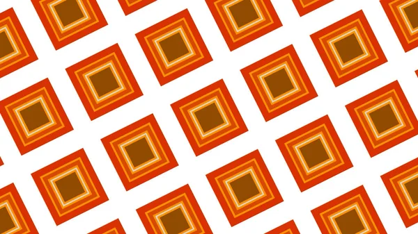 马赛克闪烁的背景与橙色正方形的领域越来越接近。行动。迷幻的菱形在白色背景下旋转和变化. — 图库照片