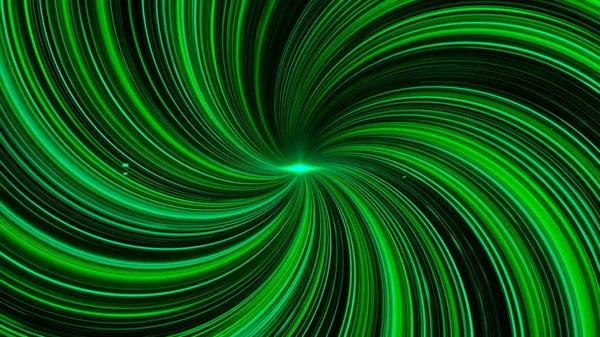 Абстрактний фон з мерехтливим вихром або потоком енергії. Анімація. Зелені закручені промені космічного об'єкта, безшовна петля . — стокове фото