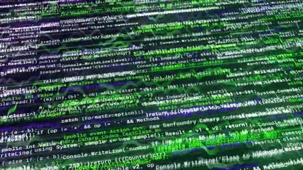 Hacka programkod skriven på en datorskärm, sömlös loop. Animering. Begreppet onlinesäkerhet och cyberattack. — Stockvideo