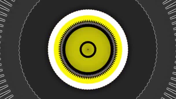 Grijze en gele ringen pulseren willekeurig. De media. Visualisatie van een muziekequalizer met kloppende geluidsgolven. — Stockvideo