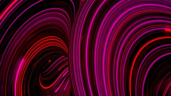 Buitenaards gedraaide kosmische energie stroom, naadloze lus. Animatie. gebogen brede ringen met kleurrijke gloeiende strepen. — Stockfoto