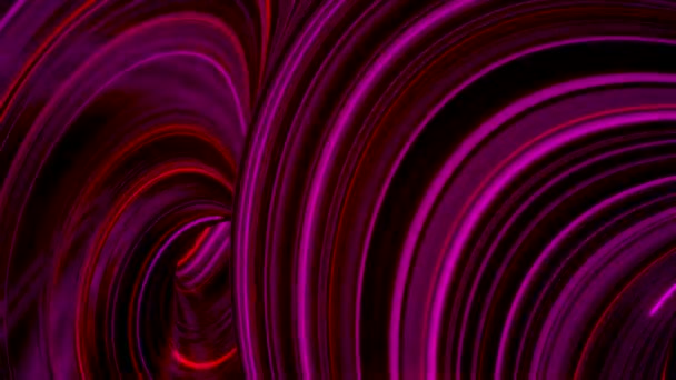 Buitenaards gedraaide kosmische energie stroom, naadloze lus. Animatie. gebogen brede ringen met kleurrijke gloeiende strepen. — Stockvideo