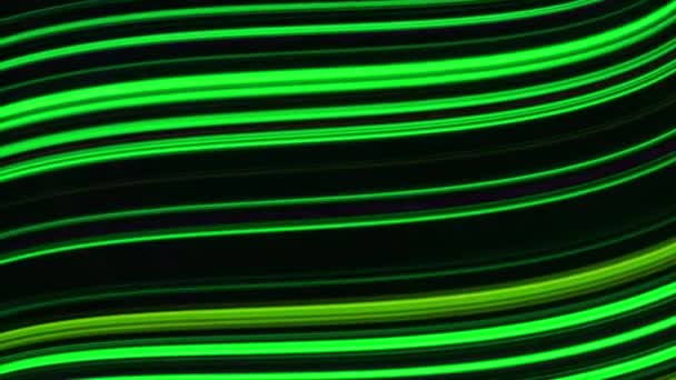 Schöner Hintergrund geschwungener Neonlinien. Animation. Lebendiger heller Strom farbiger Streifen auf schwarzem Hintergrund. Hintergrund mit bewegten farbigen Linien — Stockvideo