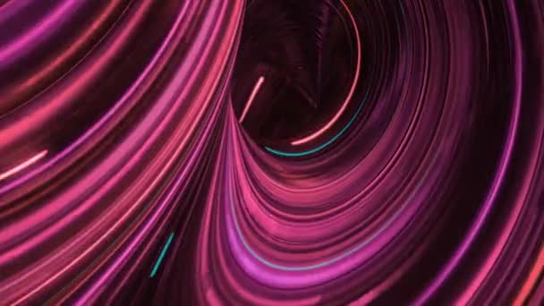 Cream whirlpool. Animation. Abstract cream tunnel made of neon stripes. Beautiful neon tunnel with cream texture swirls in stream — Stock Video