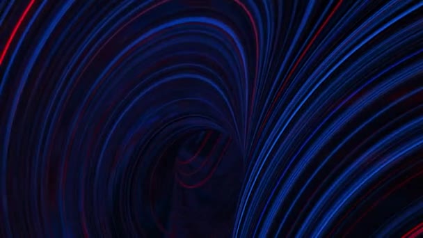 Magnifique tourbillon de lignes au néon. Animation. Tourbillon tourbillonnant et vibrant de lignes fluviales se déplaçant dans les ruisseaux. Tunnel 3d torsions dans les flux de lignes de néon — Video