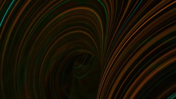 Wirbelnde Neonlinien in geschwungenen Bächen. Animation. Hypnotisierender Tunnel mit beweglichen geschwungenen Linien. Neon-Whirlpool mit geschwungenen Kurven aus Linienströmen — Stockvideo