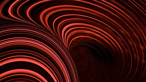 Swirling tunnel with neon lines in stream. Animation. 3d whirlpool with immersion in swirling stream with neon threads. Beautiful tunnel quickly twists with colorful neon lines