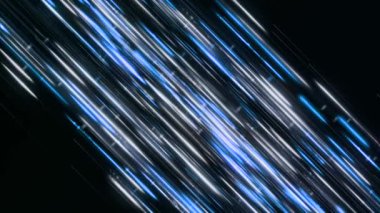 Hareket eden renkli çizgileri olan parlak bir yol. Animasyon. Siyah arkaplanda parlak çizgiler var. Başka bir dünyaya giden uzay ya da gelecekçi yol