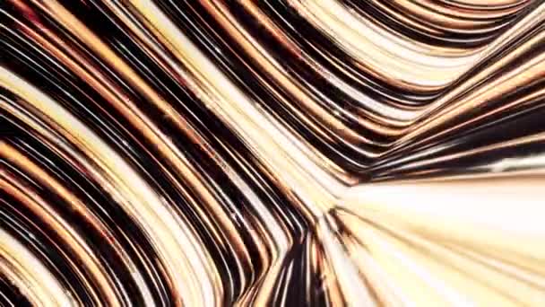 Tijdreizen door een wormgat met lichtsnelheid in de ruimte. Animatie. Gouden stroom buigen en gloeien, naadloze lus. — Stockvideo