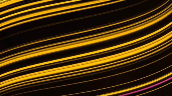 Mozgó neon csíkok fekete háttéren. Animáció. Egyszerű háttér ívelt fényvonalak lassan változó iránya mozgás. A vonalak villognak és változnak a vastagságuk mozgás közben — Stock Fotó
