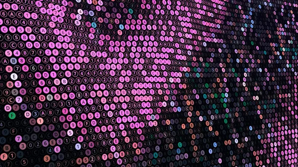 Ondas luminosas no campo. Animação. Belo campo cibernético de células multicoloridas com ondas 3d. Ondas no campo futurista de células brilhantes — Fotografia de Stock