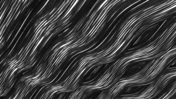 Concept de communication, lignes fluides étroites monochromes abstraites, boucle transparente. Animation. Fibre noire et blanche, Internet et flux de données numériques. — Video