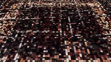 Birbirinin yerine geçen sayılar ve harflerle soyut hareket dokusu. Animasyon. Siber veya teknolojik dijital arkaplan.