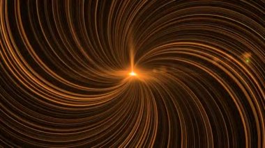 Renkli spiral döner ve nabzı atar. Animasyon. Siyah zemin üzerinde neon kıvrımlı güzel çizgiler. Birçok eğri çizgi merkezinde ışık olan spiral oluşturur.