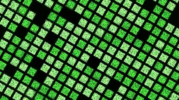 Background of squares moving slowly on black background. Animation. Green squares in matrix style move in stream on black background. Animated mosaic of green squares — Stock Video