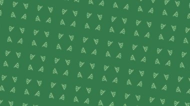 Beyaz üçgen siluetler renk arkaplan değişiminde dönüyor. Hareket. Gradyan arkaplan üzerinde hareket eden aynı boyutta üçgenlere sahip geometrik simetrik desen.