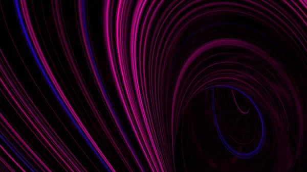 Draaiende dynamische neon strepen van lila kleuren, naadloze lus. Animatie. Mooie knipperende lichtstrepen vliegen snel op een donkere achtergrond. — Stockfoto