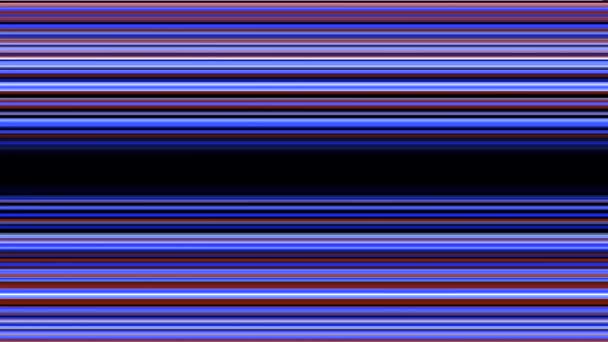 Modrý a červený gradient horizontální pruhy vytvářející hypnotický tunel, bezešvé smyčky. Animace. Zářící paralelní laserové paprsky se širším černým pruhem uprostřed. — Stock video