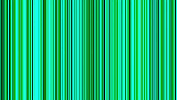 Listras verticais verdes e turquesa criando efeito hipnótico, loop sem costura. Animação. Raios laser paralelos brilhantes movendo-se em direção ao centro de um monitor. — Vídeo de Stock