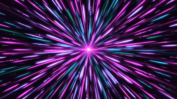 รังสีเคลื่อนไปยังจุดศูนย์กลาง แอนิเมชั่น จุดสว่างตรงกลางดูดซับแสงสี ดาวจักรวาลดูดซับรังสีของแสงในอวกาศ หลุมดําเรืองแสงดูดซับรังสีแสง — วีดีโอสต็อก