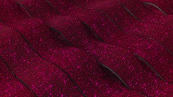 Dark pink wavy liquid texture in motion, seamless loop. Animation. Colorful energy flow, wide waves flowing towards each other. — Stock Video