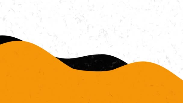 Ondes noires et orange sur fond blanc avec particules de poussière, boucle transparente. Animation. Modèle géométrique avec des formes abstraites colorées. — Video