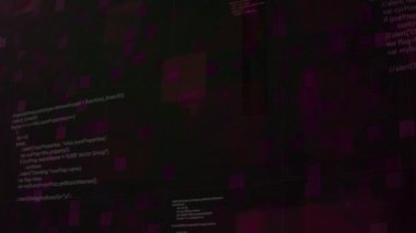 Veri ağı ve satır kodlarıyla dijital siber uzay fütüristik arka planı. Hareket. Teknoloji ve yapay zeka soyut arka plan, kusursuz döngü.