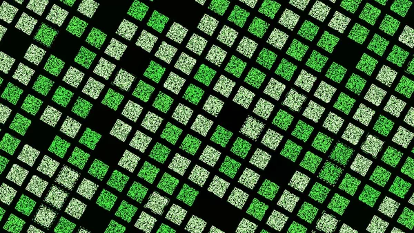 Háttér négyzetek mozgó lassan fekete háttér. Animáció. Zöld négyzetek mátrix stílusban mozogni patak fekete háttér. Zöld négyzetek animált mozaikja — Stock Fotó
