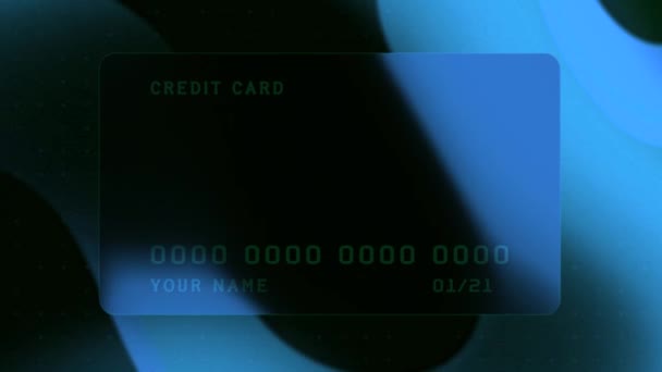 カラフルな背景に銀行カードのデザイン。動きだ。銀行カード広告会社のための美しいデザイン。銀行カード用アニメ広告のデザイン — ストック動画