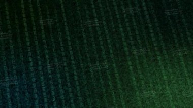 Bilgisayar kodunun içindeki ikili sayılar. Hareket. Gürültülü ve ikili kodlu bir bilgisayar korsanı. Değişken sayısal değerlerde şifrelenmiş veri