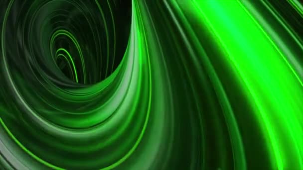 Túnel abstracto curvado colorido 3D de luces de neón verdes y blancas. Animación. Vórtice de fondo en el espacio exterior, concepto de singularidad. — Vídeo de stock