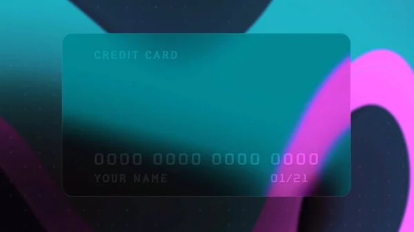 カラフルな背景に銀行カードのデザイン。動きだ。銀行カード広告会社のための美しいデザイン。銀行カード用アニメ広告のデザイン — ストック写真