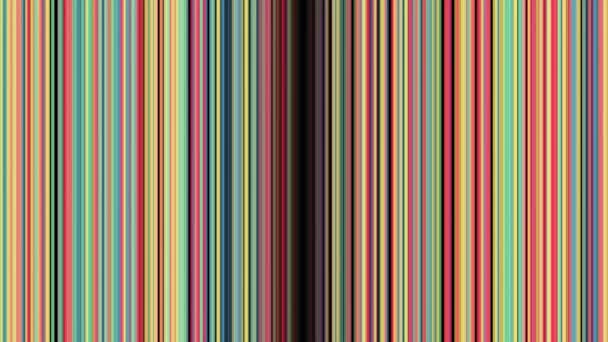 Le linee verticali colorate divergono. Animazione. Sfondo di linee verticali in movimento che aprono il portale al cybermondo. Luminose strisce aperte portale verticale scuro — Video Stock