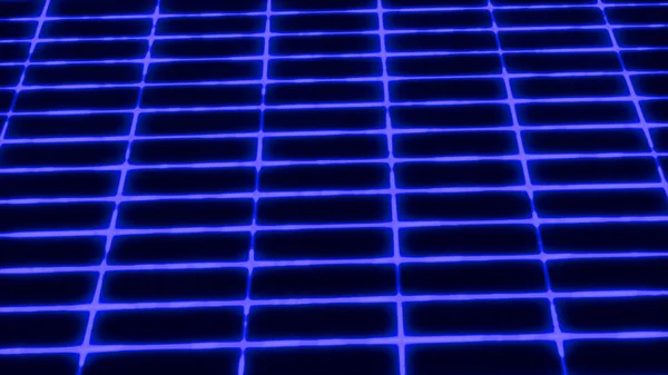 Abstract grid of neon narrow crossed lines changing colors. Motion. Same size silhouettes of rectangles moving on a dark background. — Stock Photo, Image