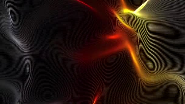 Абстрактная красочная нейронета с яркими световыми вспышками, бесшовная петля. Движение. Тонкая волнистая текстура с цифровыми изогнутыми волокнами. — стоковое видео