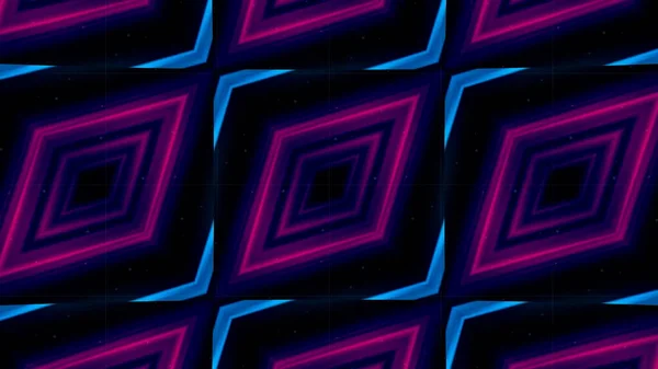 Blinka former av romber på en mörk bakgrund, sömlös loop. Rörelse. Färgglada hypnotiska siluetter av geometriska figurer. — Stockfoto