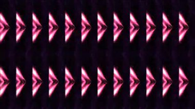 Neon ışıldayan üçgenler. Modern. Neon ışıkla titreşen üçgen çizgilerin hipnotik tekrarlayan deseni. Güzel kaleydoskopik üçgen deseni