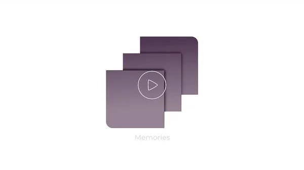 Σύγχρονη εφαρμογή smartphone με τους φακέλους του περιεχομένου πολυμέσων που ονομάζεται αναμνήσεις. Κίνηση. Διασύνδεση μιας εφαρμογής τηλεφώνου με αντικείμενα σχήματος τετραγώνου που απομονώνονται σε λευκό φόντο. — Φωτογραφία Αρχείου