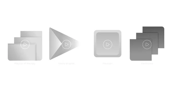 Icônes Smartphone de dossiers et de jouer la commande de couleur grise sur un fond blanc. Motion. Conception d'applications numériques pour un appareil moderne. — Photo