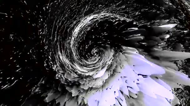 Monochrome endless tornado with transforming texture, seamless loop. Motion. Black and white rotating extraterrestrial spiral swirl. — Stock Video