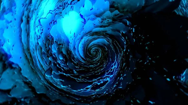 Soyut mavi üç boyutlu spiral şeklindeki kasırga alışılmadık bir dönüşüm dokusuna sahip, kusursuz bir döngü. Hareket. Suyun üst görüntüsü sonsuz dönme hareketindeki girdap gibidir.. — Stok fotoğraf