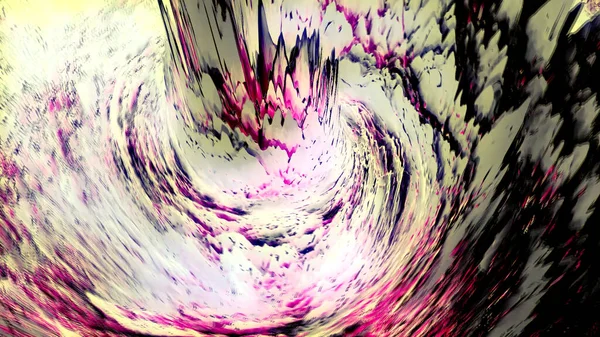 Abstract white, black, and pink 3D spiral shaped tornado with unusual transforming texture, seamless loop. Motion. Top view of water like swirl in endless spinning motion. — Stock Photo, Image