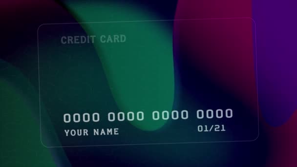 Eine leere Kreditkarte wird durch ein einzigartiges Design aufgewertet. Bewegung. Eine High-Tech-Szene mit der Demonstration moderner Zahlungssysteme. — Stockvideo