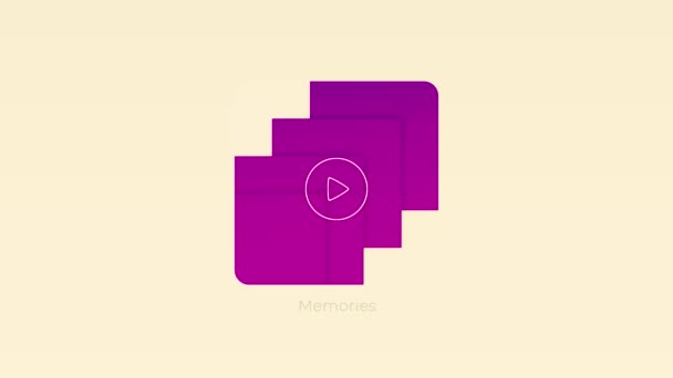 Modern smartphone application with the folders of media content called memories. Motion. Interface of a phone app with square shaped objects isolated on beige background. — Stock Video